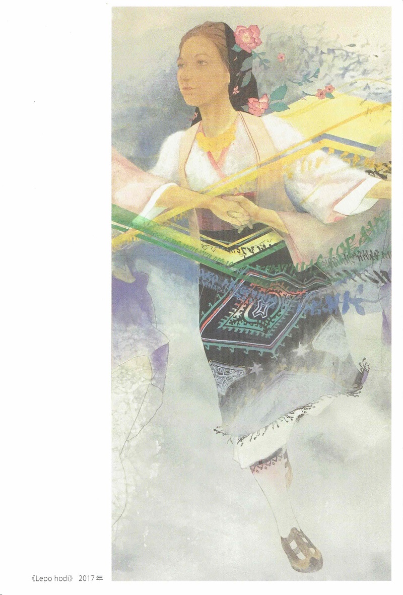 肉筆画美人画 GeishaGirl 着物アンティーク風画額縁付（軸装社